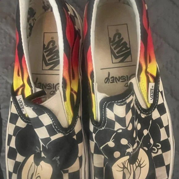 Vans DISNEY Checkered Slip-On Shoes Mickie & Minnie Worn HTF - Picture 4 of 10